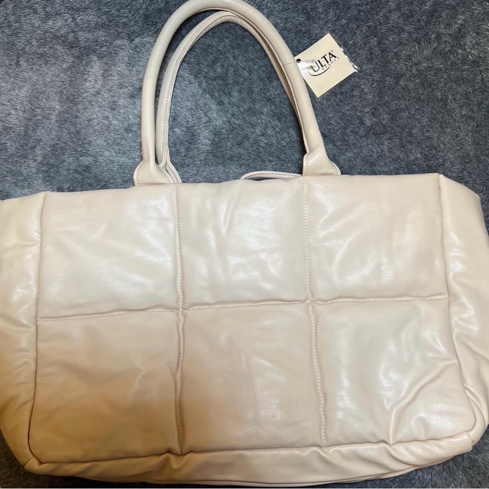Cream Quilted Tote Bag